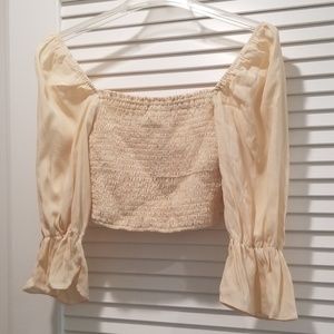 Dress Forum Cropped Top with Ruffled Sleeves